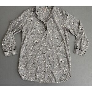 Victoria's Secret Women M Pajama Top Animal Print Cheetah Face Tunic Black White